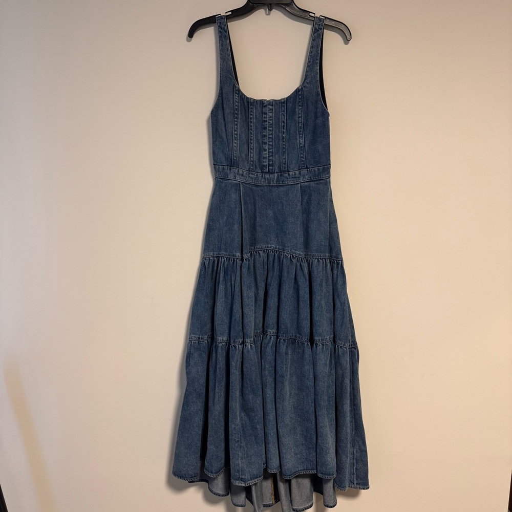Alice + Olivia Blue Tiered Midi Dress